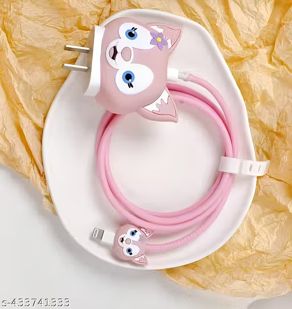 Yelphones Protective Cartoon charger Case for compatible 20W iPhone USB-C Power Adapter Charger and USB Lightning Cable