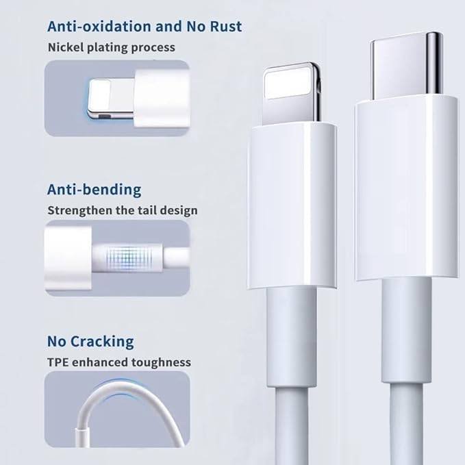 Yelphones Original iPhone Compatable Lightning Cable and Data compatible (Type C to Lightning)