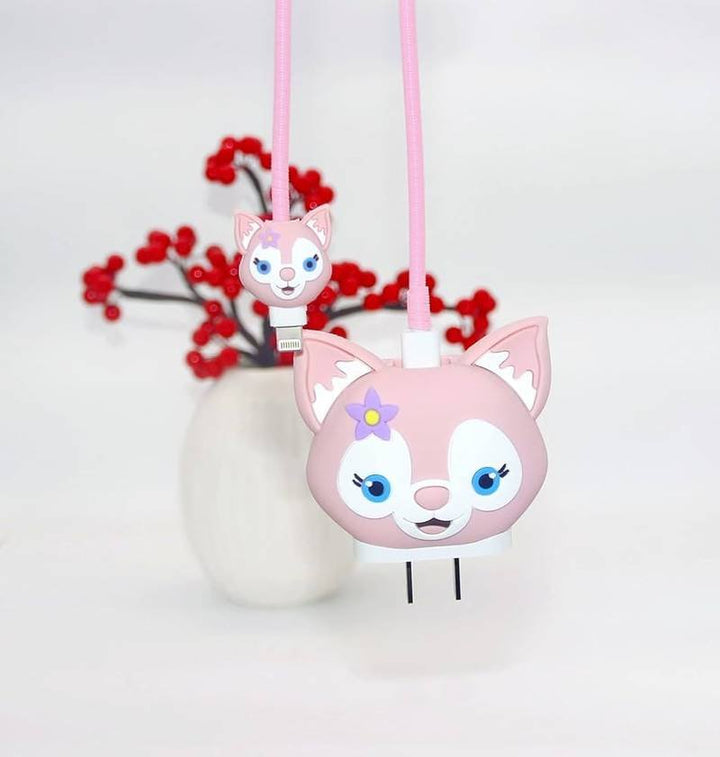 Yelphones Protective Cartoon charger Case for compatible 20W iPhone USB-C Power Adapter Charger and USB Lightning Cable