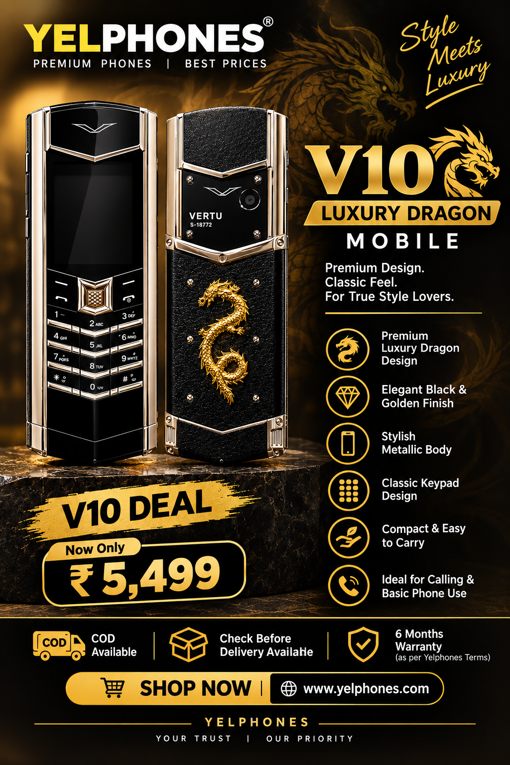 Ver-tu V10 silver Dragon Luxury Mobile Phone